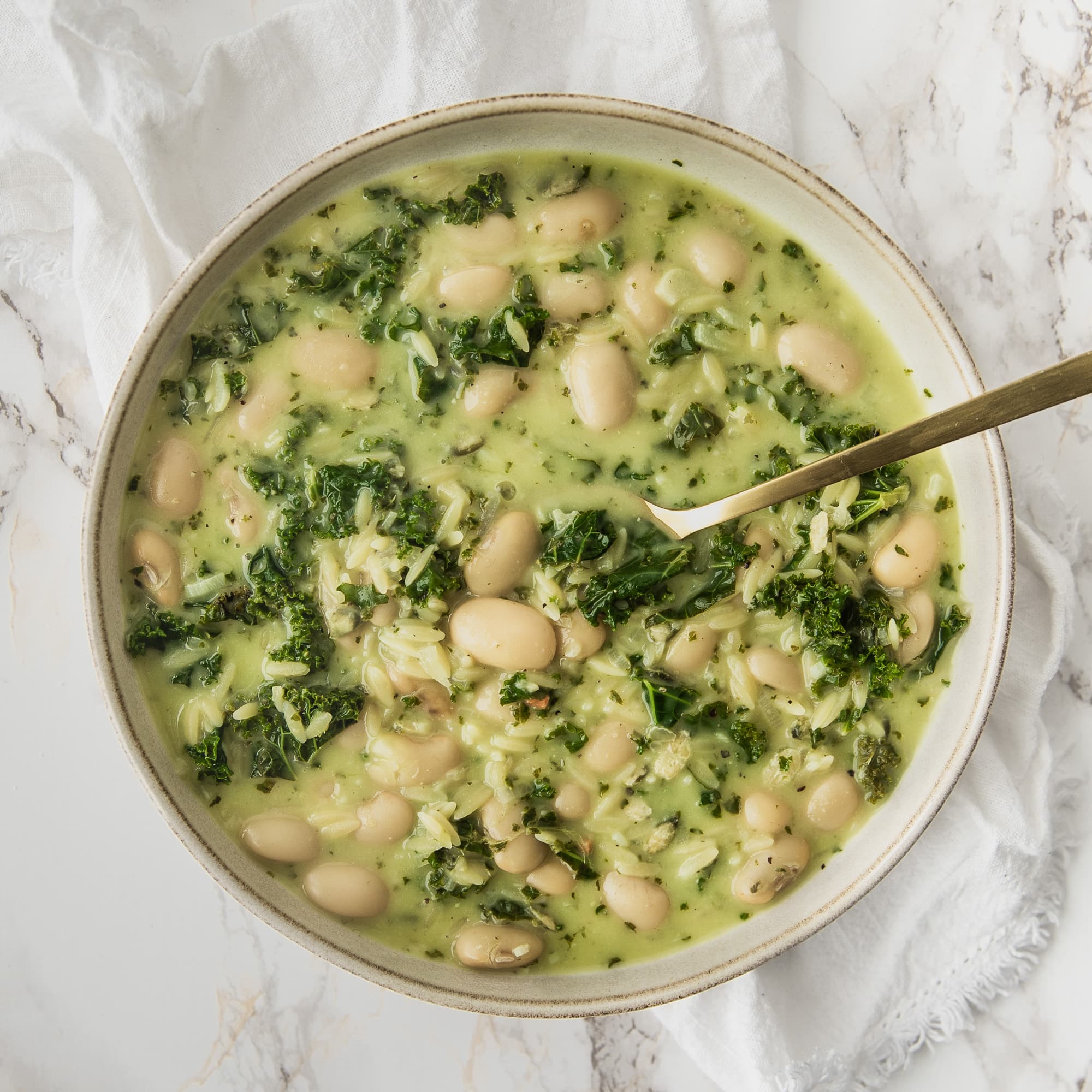 Creamy Pesto Orzo Soup