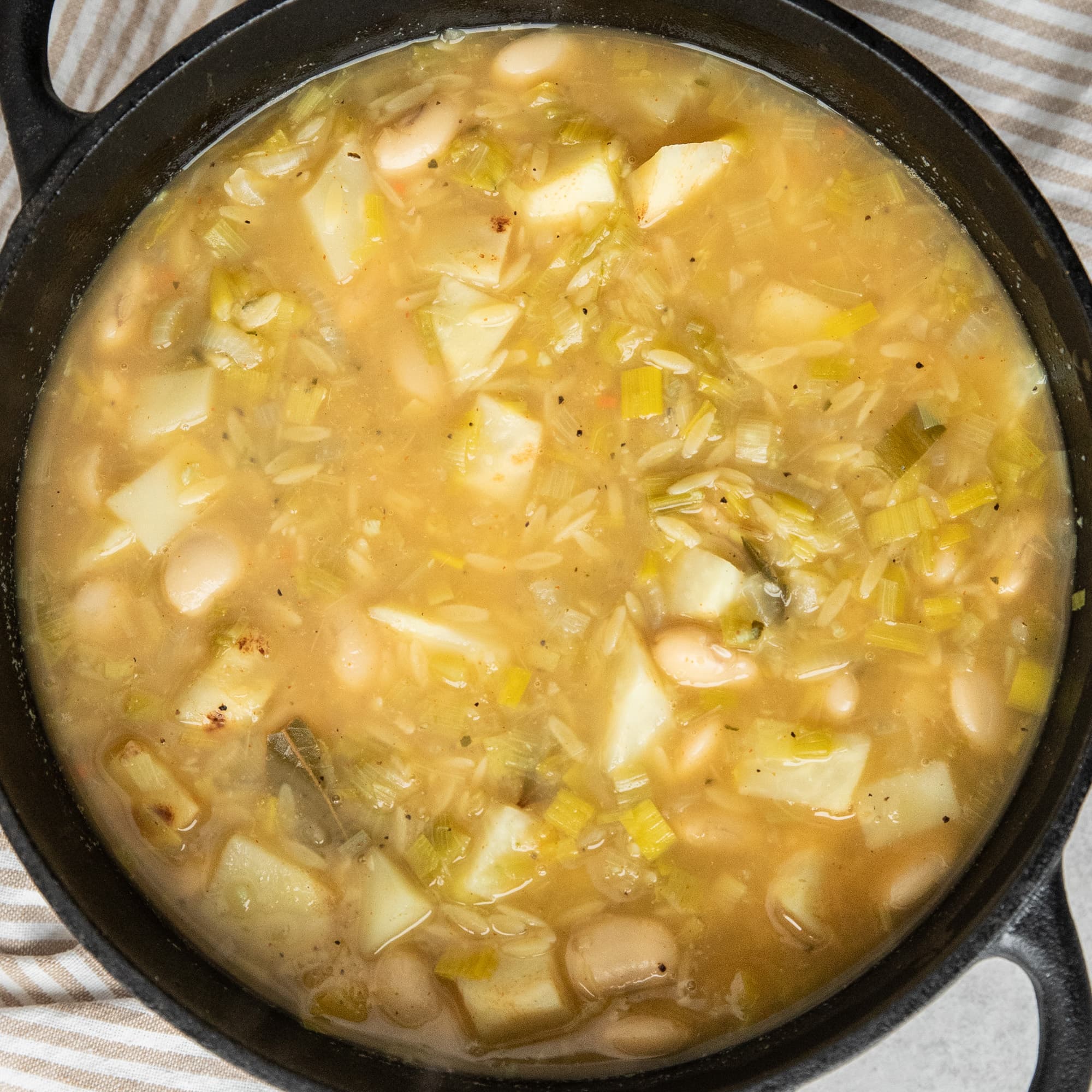 Celeriac Orzo Soup