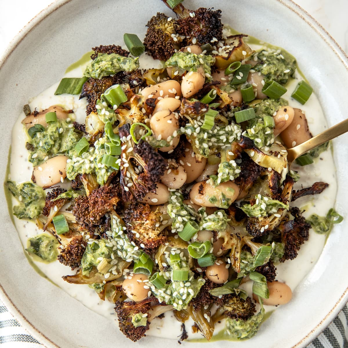 Roasted Broccoli Herb Bowl | Cookies and Salt