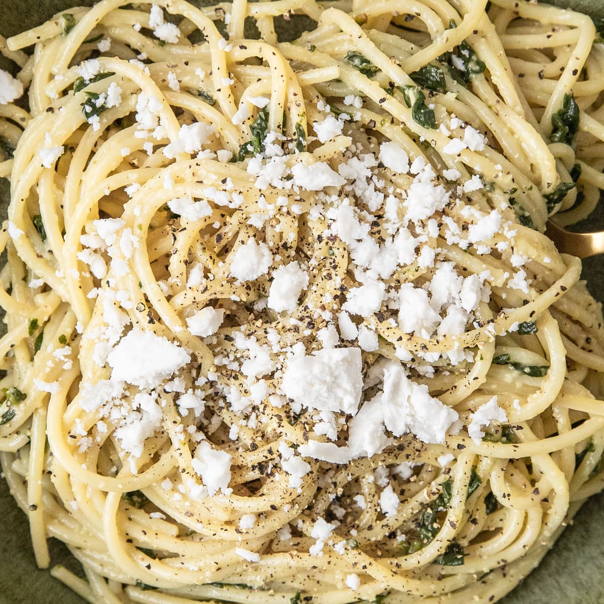 Spinach Feta Spaghetti | Cookies and Salt